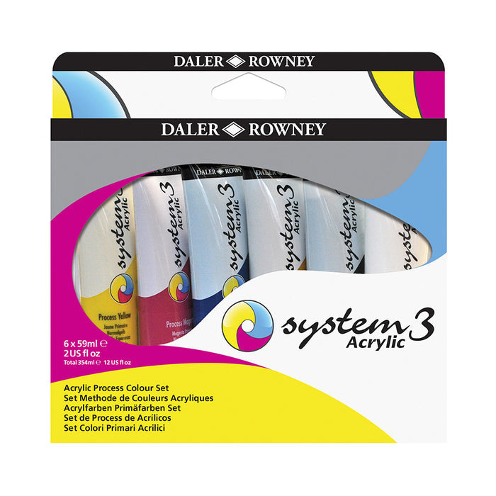 Daler-Rowney System3 Acrylic Paint 59ml Process Set of 6 by Daler-Rowney at Cult Pens