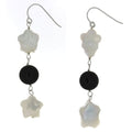 DANGLE FRESHWATER PEARL & BLACK ONYX SS EARRINGS