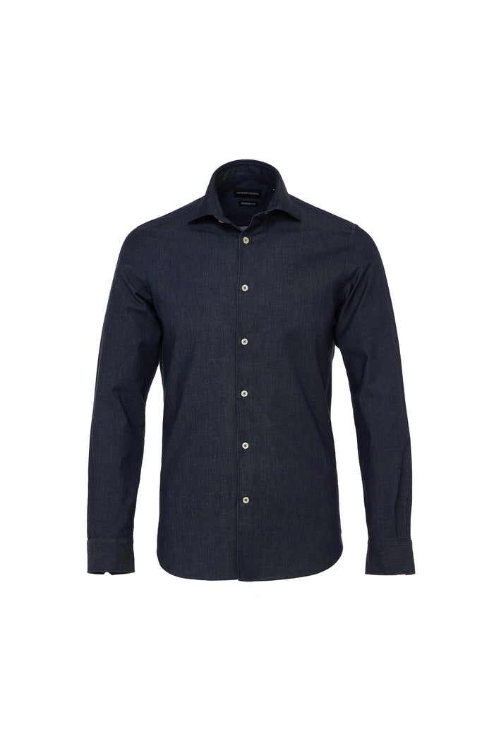 Denim Washed Stretch Button Down Shirt