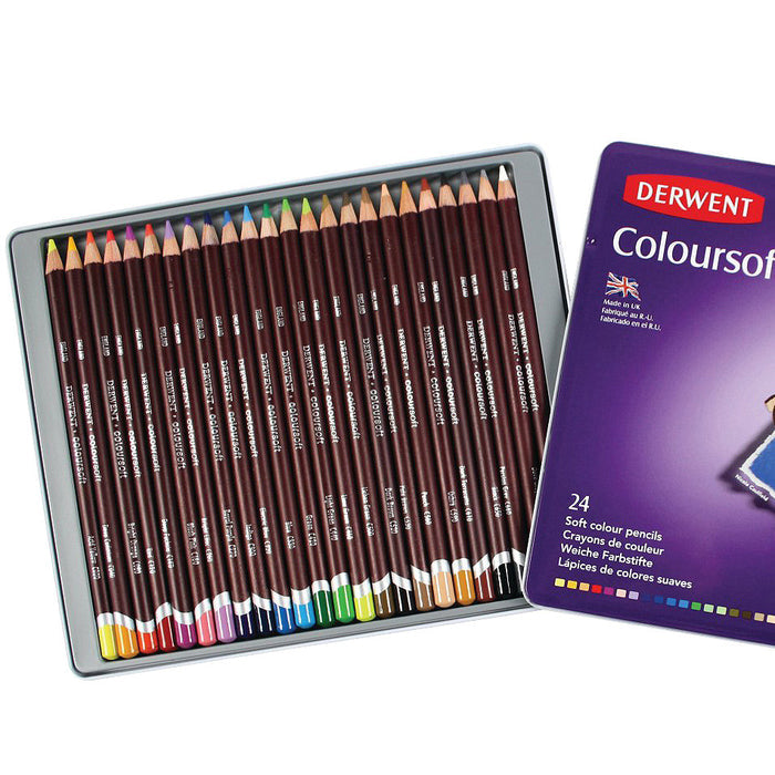Derwent Coloursoft Coloured Pencil Tin of 24 by Derwent at Cult Pens