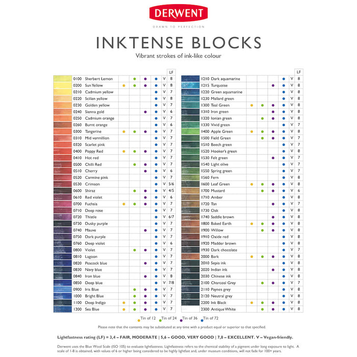 Derwent Inktense Colour Block Tin of 24 by Derwent at Cult Pens