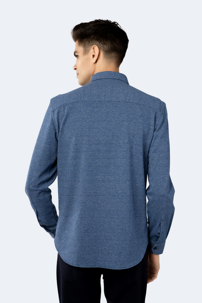 Dodger Blue and Black Jacquard Knit Shirt