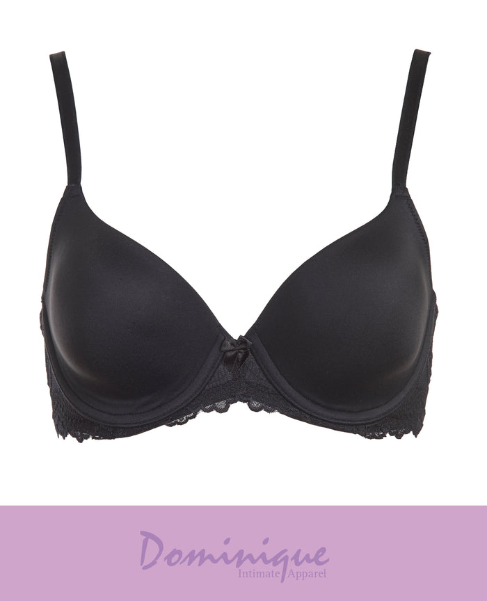 Dominique 3501 Lacee Contour Lace Trim Underwire T-Shirt Bra Black