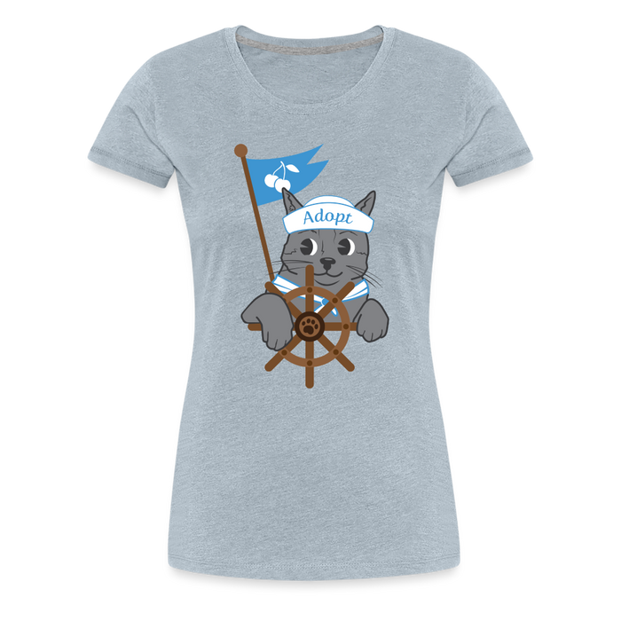 Door County Sailor Cat Contoured Premium T-Shirt - heather ice blue
