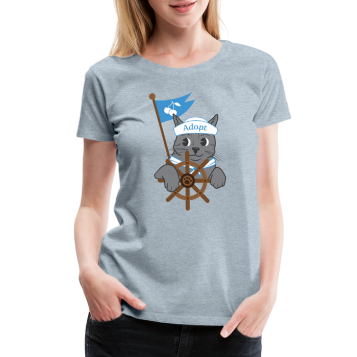 Door County Sailor Cat Contoured Premium T-Shirt - heather ice blue