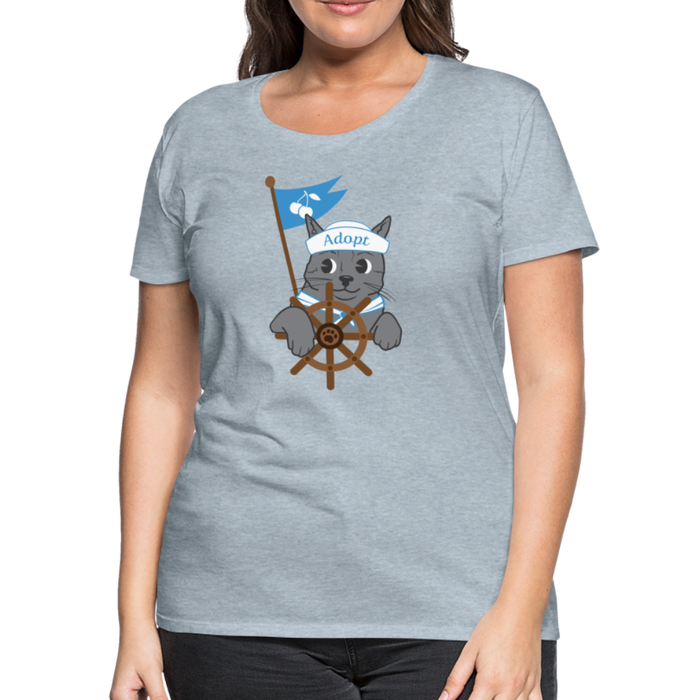 Door County Sailor Cat Contoured Premium T-Shirt - heather ice blue