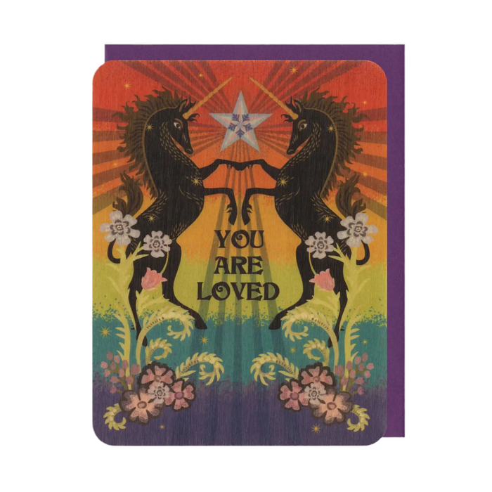 Double Unicorn Wood Greeting Card