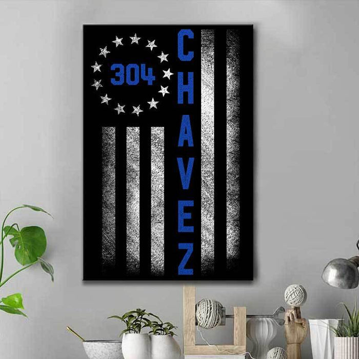 Duty Honor Courage - Circle Star Flag Personalized Canvas Print