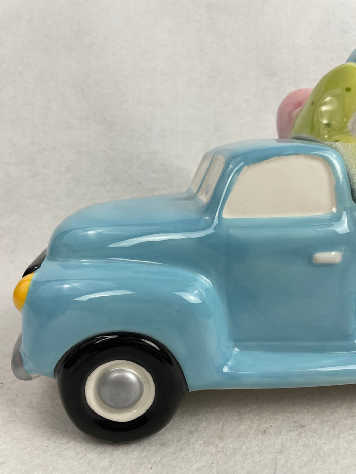 Easter Bunny Catching a Ride Ceramic Jar