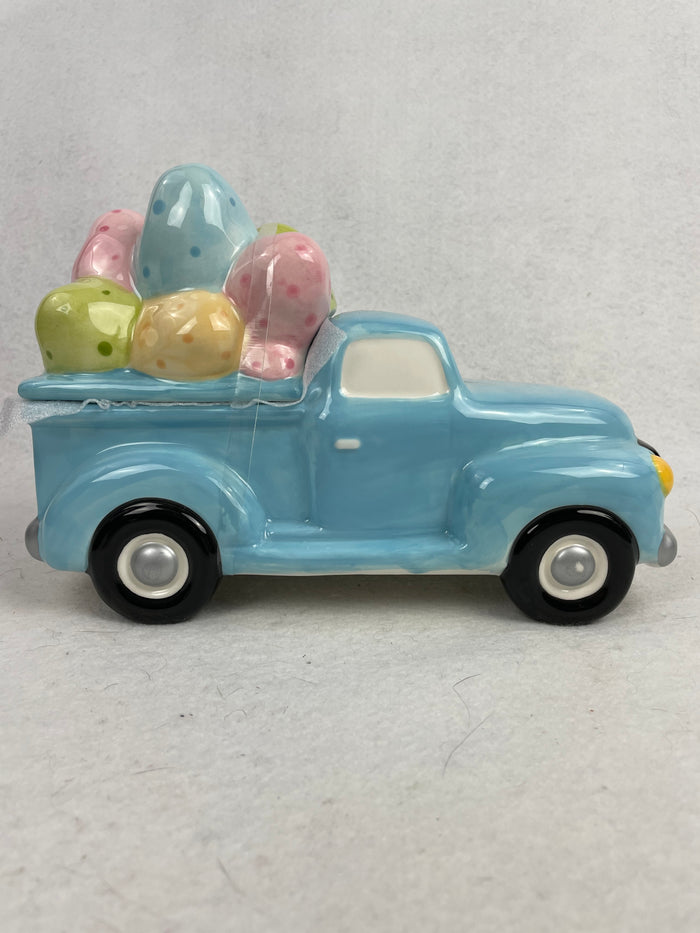 Easter Bunny Catching a Ride Ceramic Jar