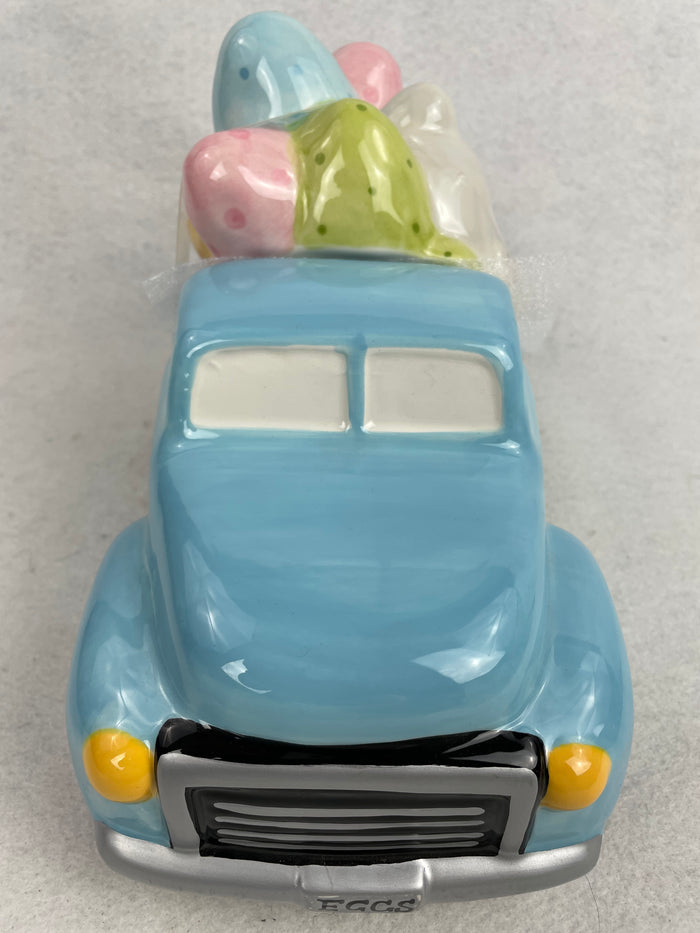Easter Bunny Catching a Ride Ceramic Jar