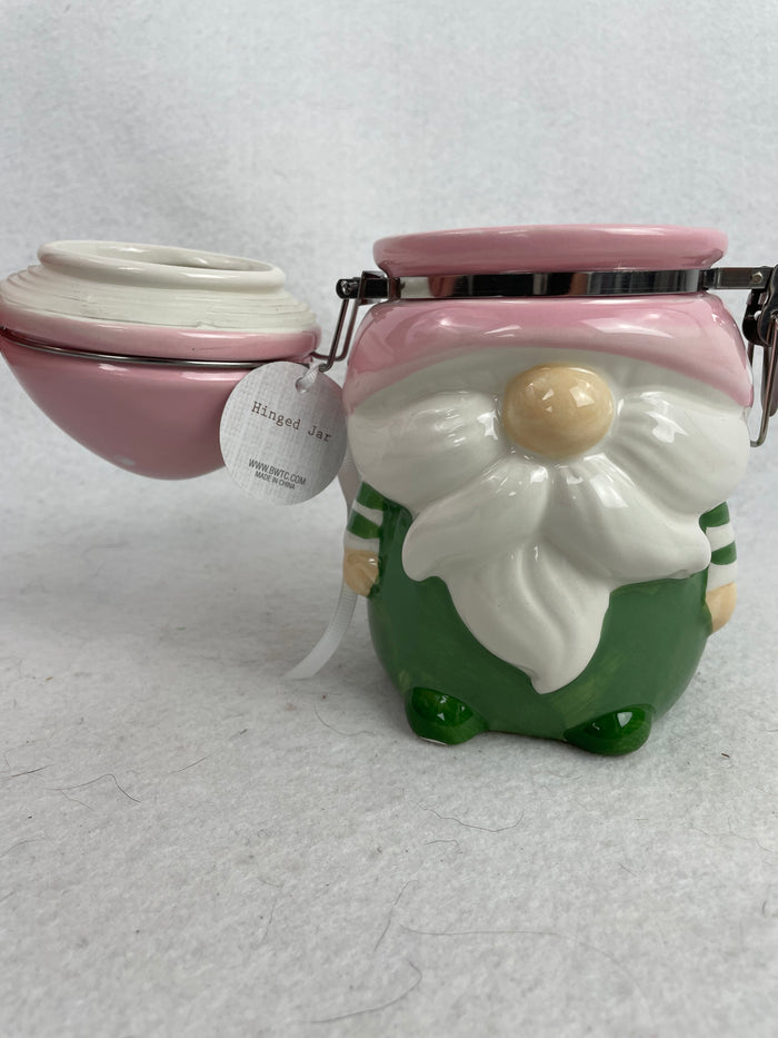 Easter Ceramic Gnome Figural Fun Hinged Jar