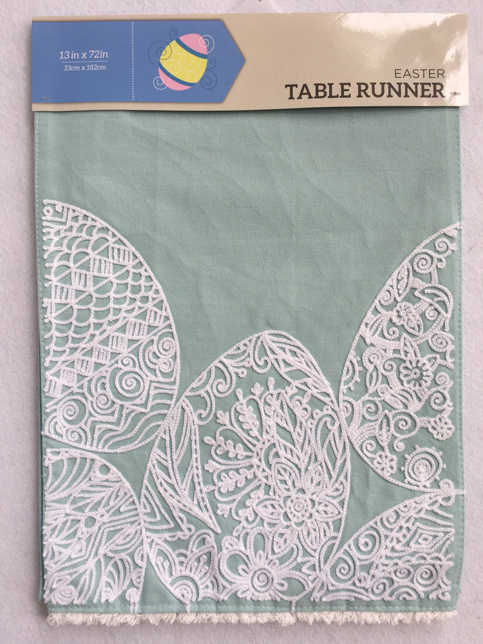 Easter Embroidered Eggs Table Runner