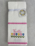 Easter Hello Spring 100% Cotton Set of Two Kitchen Towels