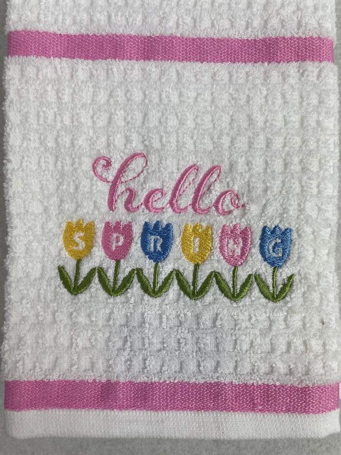 Easter Hello Spring 100% Cotton Set of Two Kitchen Towels