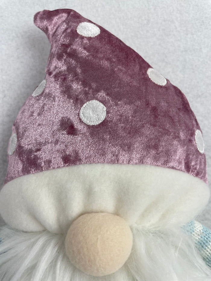 Easter Plush Gnome Wearing Mushroom Holding Easter Banner