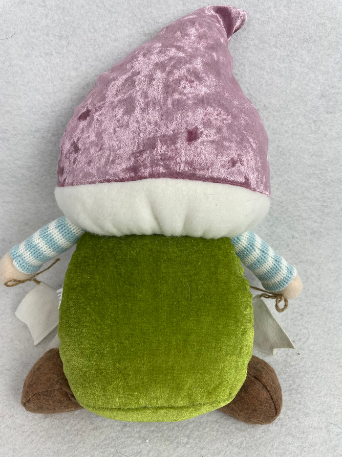 Easter Plush Gnome Wearing Mushroom Holding Easter Banner