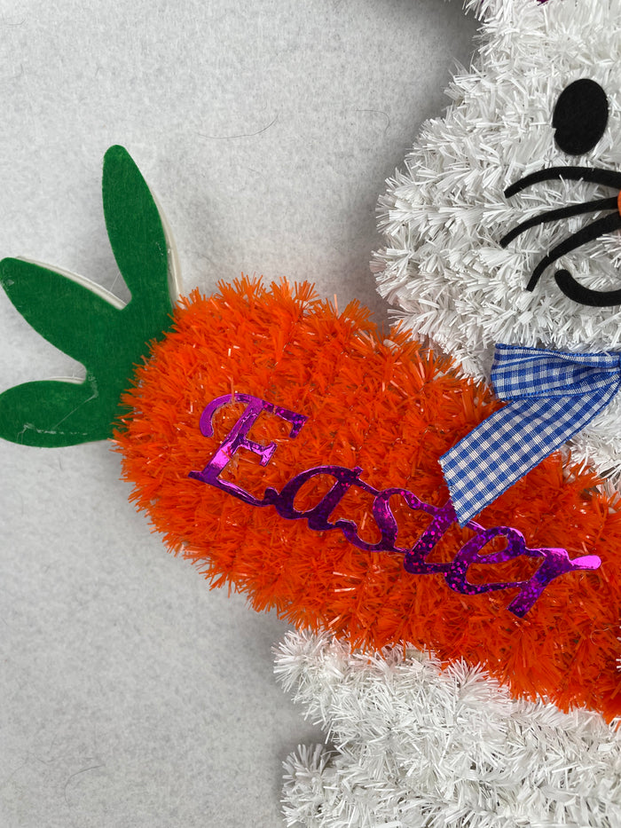 Easter Tinsel Bunny Holding Carrot Wall Hanging