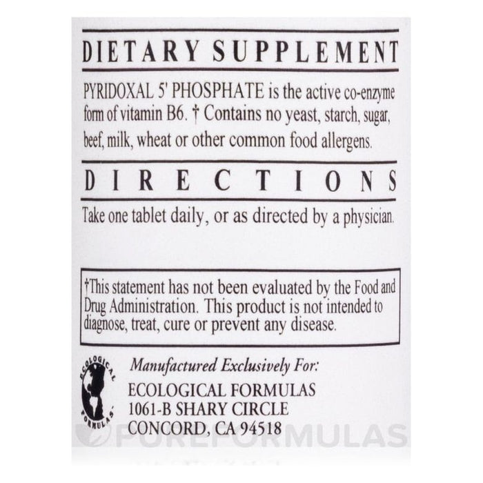 Ecological Formulas Pyridoxal - 5 - Phosphate 100 Tablets - The Oasis of Health