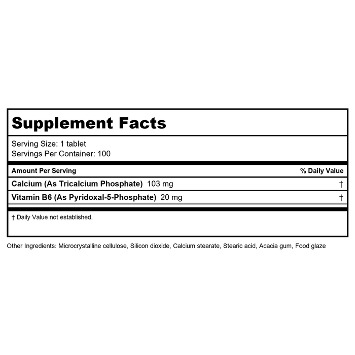 Ecological Formulas Pyridoxal-5-Phosphate 100 Tablets - Supplement Facts panel
