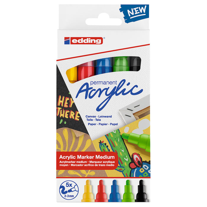 edding E-5100/5s Acrylic Markers Medium Set of 5 by edding at Cult Pens
