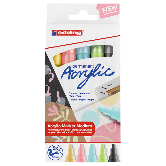 edding E-5100/5s Acrylic Markers Medium Set of 5 by edding at Cult Pens
