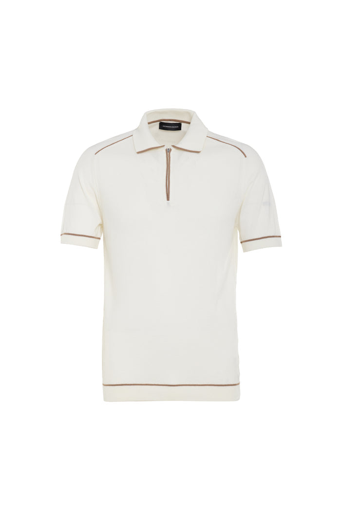 Ekru Prato Knit Quarter Zip Polo