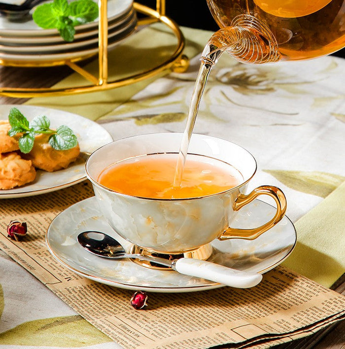 Elegant Ceramic Coffee Cups, 6.8 oz Tea Cup and Saucer in Gift Box as Birthday Gift, Beautiful British Tea Cups, Royal Porcelain Tea Cup Set-Paintingforhome