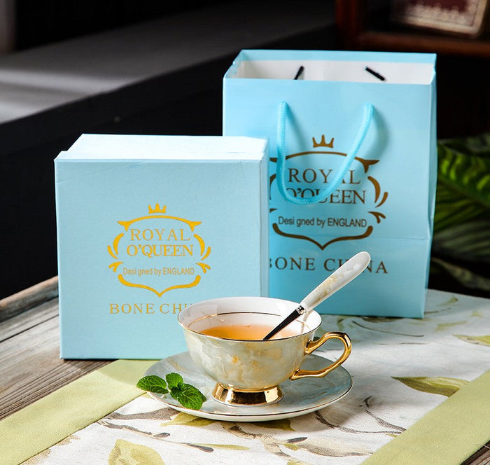 Elegant Ceramic Coffee Cups, 6.8 oz Tea Cup and Saucer in Gift Box as Birthday Gift, Beautiful British Tea Cups, Royal Porcelain Tea Cup Set-Paintingforhome