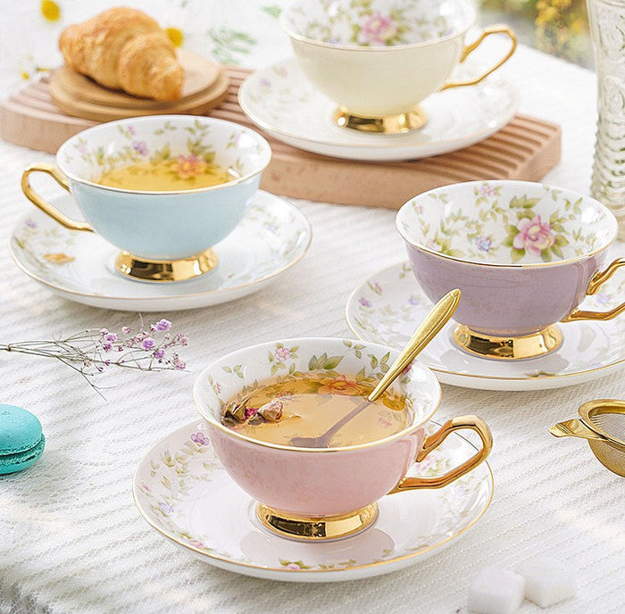 Elegant Ceramic Coffee Cups, Beautiful British Tea Cups, Unique Traditional Afternoon Tea Cup and Saucer in Gift Box, Royal Porcelain Tea Cup Set-Paintingforhome