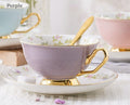 Elegant Ceramic Coffee Cups, Beautiful British Tea Cups, Unique Traditional Afternoon Tea Cup and Saucer in Gift Box, Royal Porcelain Tea Cup Set-Paintingforhome