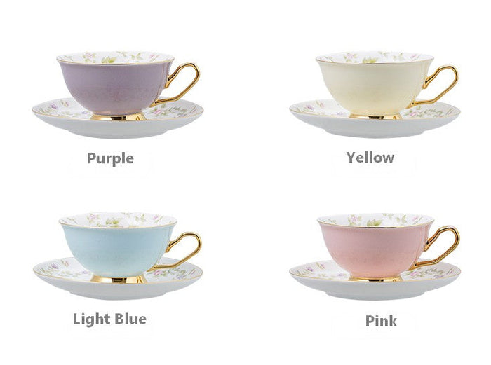 Elegant Ceramic Coffee Cups, Beautiful British Tea Cups, Unique Traditional Afternoon Tea Cup and Saucer in Gift Box, Royal Porcelain Tea Cup Set-Paintingforhome