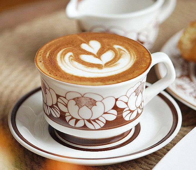 Elegant Ceramic Coffee Cups, Flower Porcelain Tea Cup Saucer Set, Beautiful British Tea Cups, Traditional English Tea Cup and Saucer-Paintingforhome