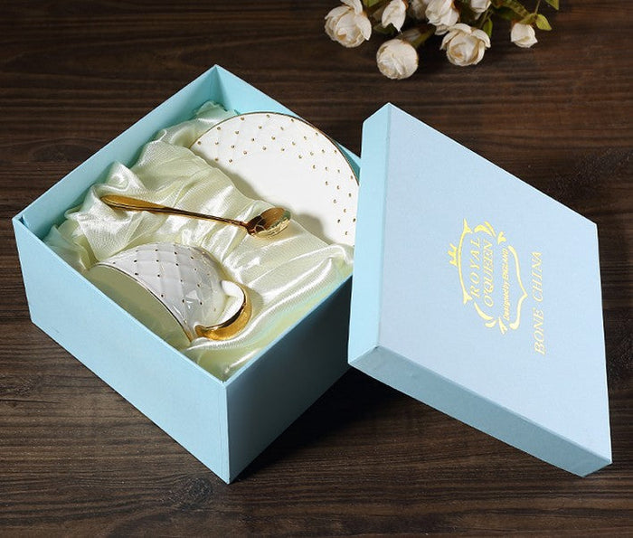 Elegant Ceramic Tea Cups, 6.8 oz Tea Cup and Saucer in Gift Box as Birthday Gift, Beautiful British Tea Cups, Creative Porcelain Tea Cup Set-Paintingforhome
