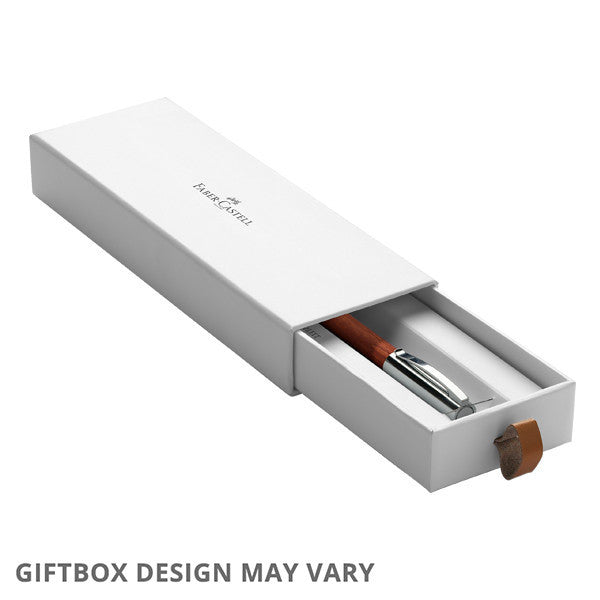 Faber-Castell e-motion Fountain Pen Chrome and Brown Pearwood by Faber-Castell at Cult Pens