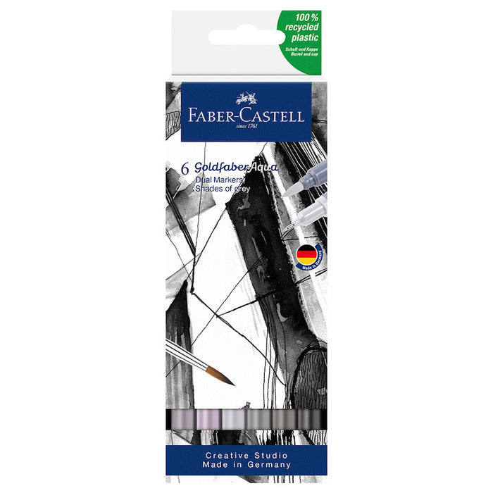 Faber-Castell Goldfaber Aqua Dual Marker Wallet of 6 Shades of Grey by Faber-Castell at Cult Pens