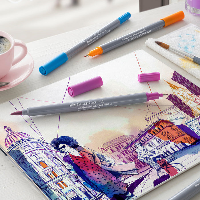 Faber-Castell Goldfaber Aqua Dual Marker Wallet of 6 Tuscany by Faber-Castell at Cult Pens