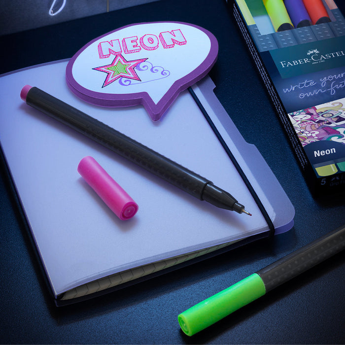 Faber-Castell Grip Finepen Set of 5 Neon by Faber-Castell at Cult Pens