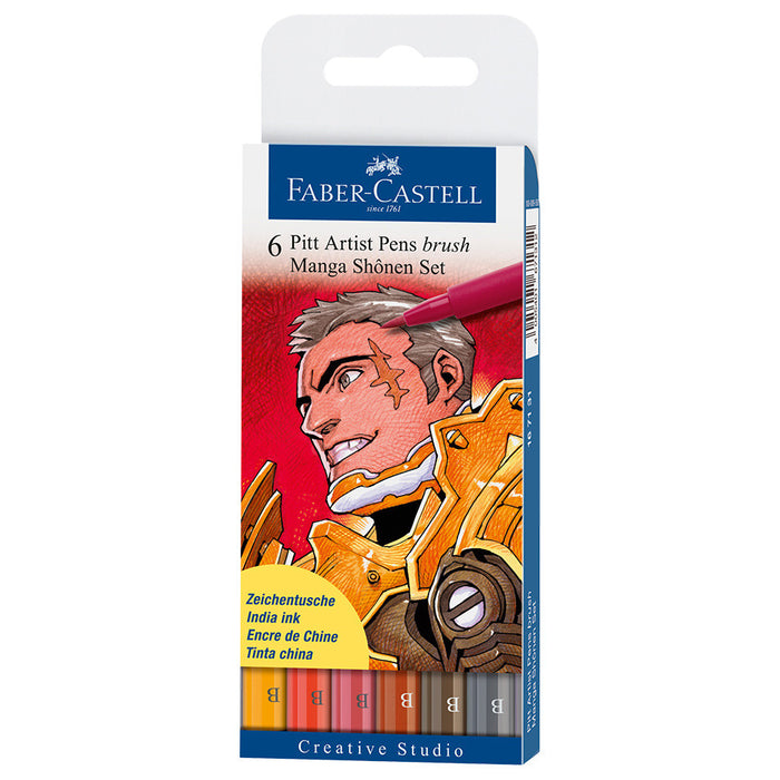 Faber-Castell Pitt Artist Pen Brush Manga Set of 6 by Faber-Castell at Cult Pens