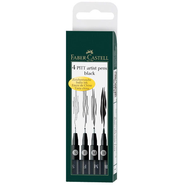 Faber-Castell Pitt Artist Pen Wallet of 4 Set 1 by Faber-Castell at Cult Pens