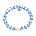 Floral Moments Bracelet- Blue Painted Porcelain Beads With Silver