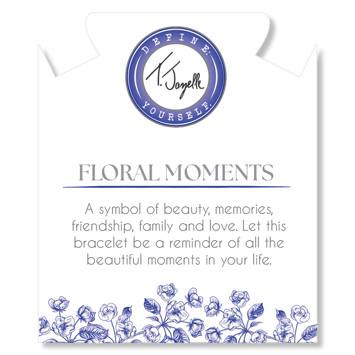 Floral Moments Bracelet- Blue Painted Porcelain Beads With Silver