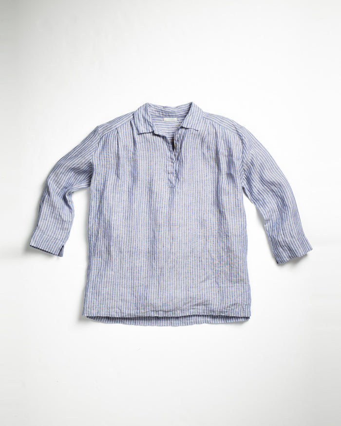 Fog Linen Jill Work Shirt Chambray Stripe