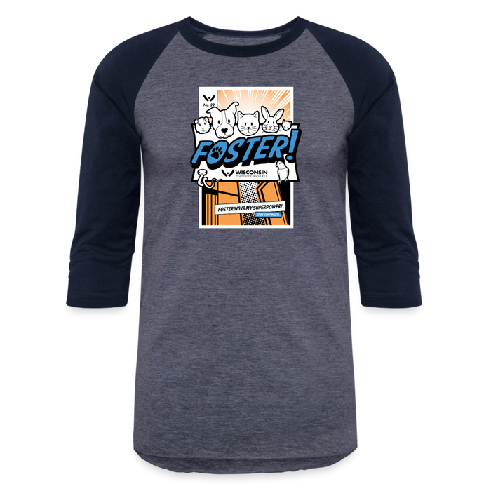 Foster Comic Baseball T-Shirt - heather blue/navy