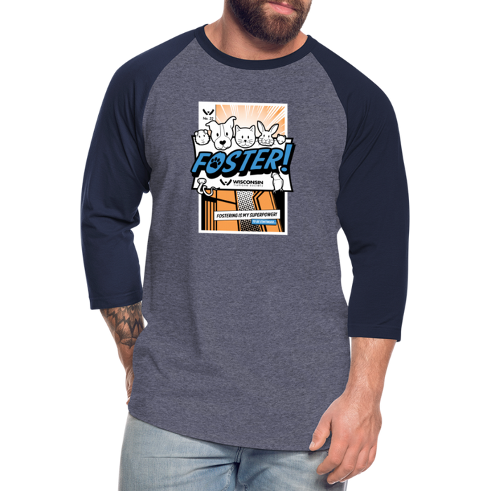Foster Comic Baseball T-Shirt - heather blue/navy