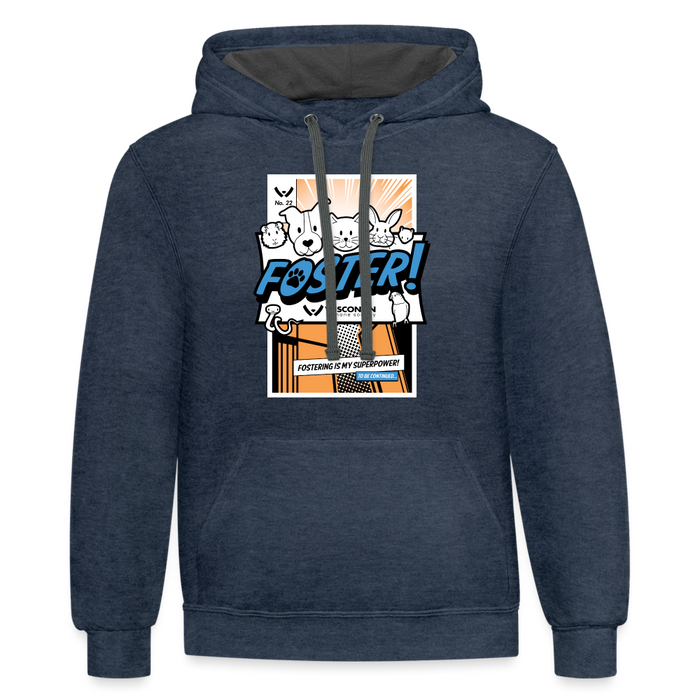 Foster Comic Contrast Hoodie - indigo heather/asphalt