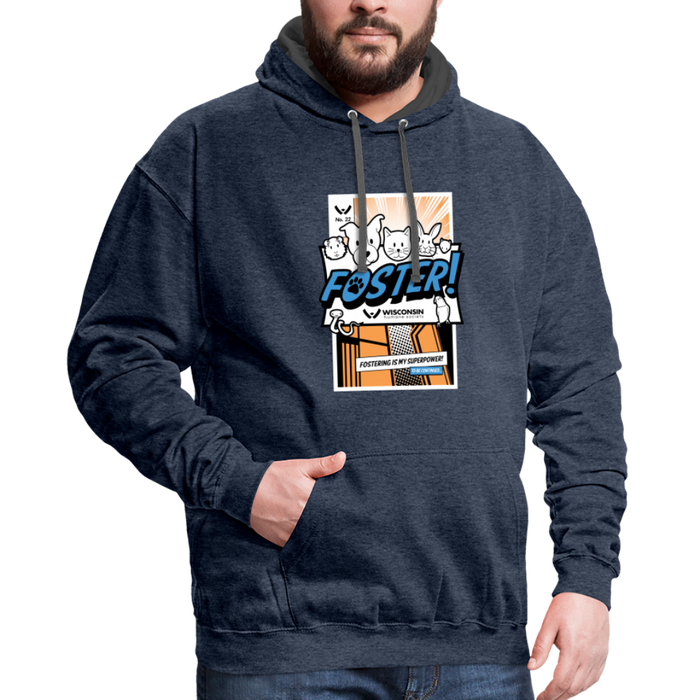 Foster Comic Contrast Hoodie - indigo heather/asphalt