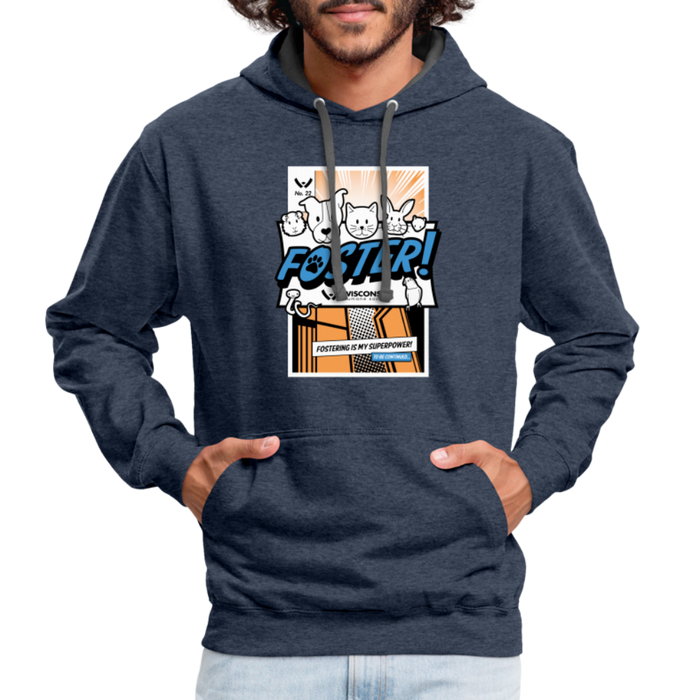 Foster Comic Contrast Hoodie - indigo heather/asphalt