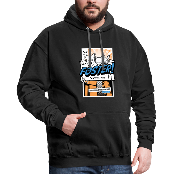 Foster Comic Contrast Hoodie - black/asphalt