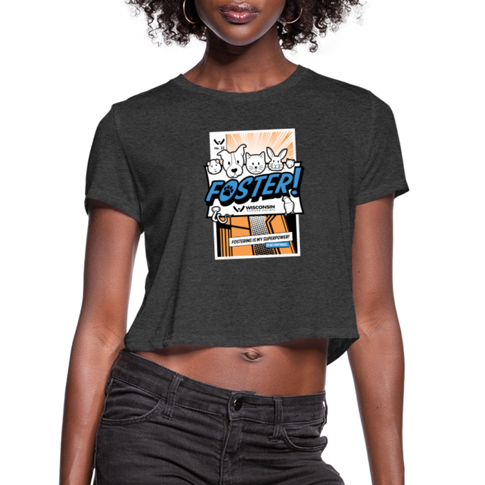 Foster Comic Cropped T-Shirt - deep heather